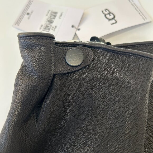 NWT UGG Black Leather Touchscreen-Compatible Gloves XL NEW - Picture 3 of 8